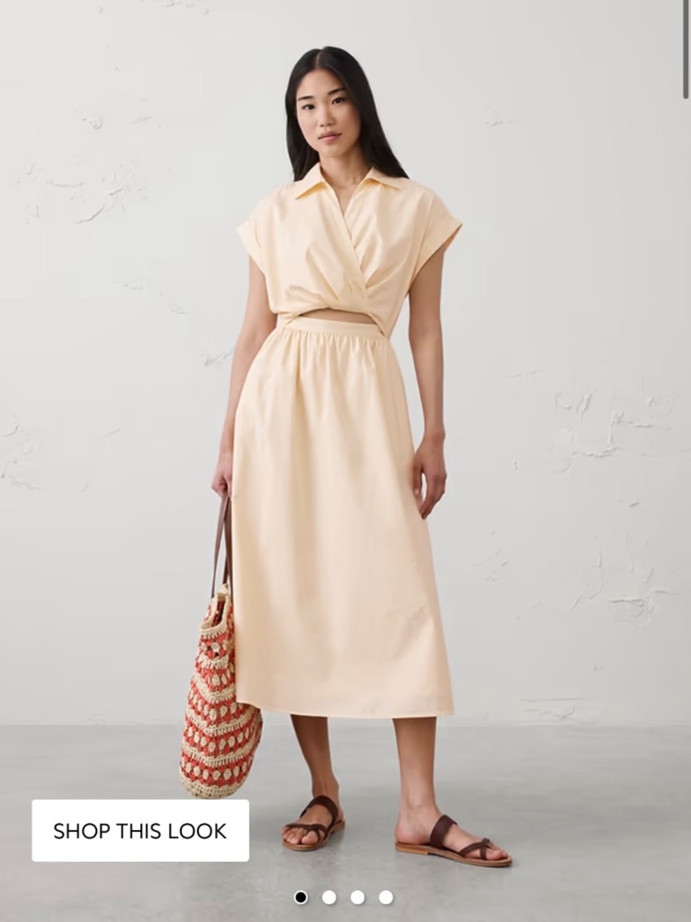 Banana Republic Factory Cutout Poplin Midi Dress